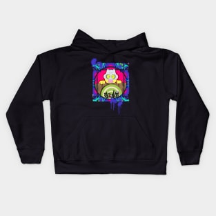 Dope Slluks character hiding behind a fence illustration Kids Hoodie